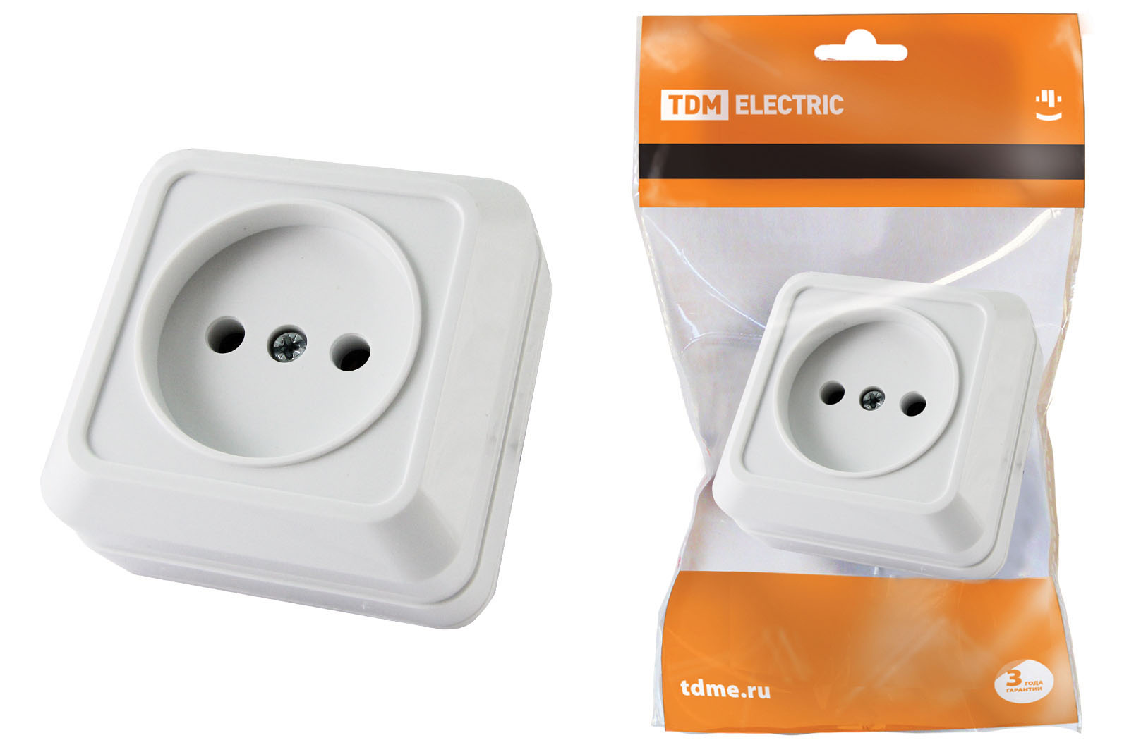 Розетка 2П открытой установки IP20 10А, белая Ладога