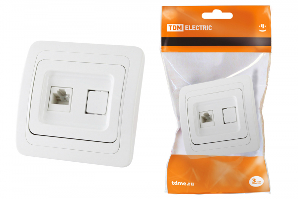 Розетка компьютерная RJ-45 белая Валдай Розетка компьютерная RJ-45 белая Валдай
